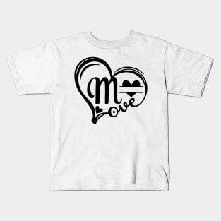 letter m monogram in the shape of love Kids T-Shirt